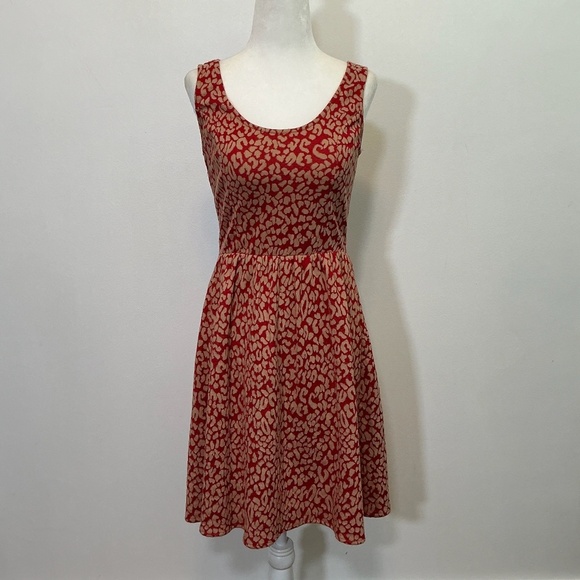Maeve Anthropologie Red Textured Jacquard Fit & Flare Dress Size XS - Picture 2 of 11